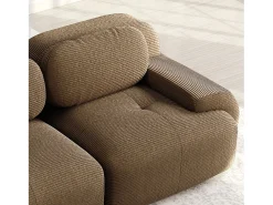 DripeX Sofá 3 lugares modular em Veludo cotelê - com 3 almofadas - 298x103x70cm - Marrom^ Sofá