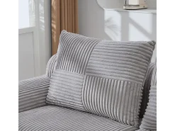 DripeX Sofá 2 lugares modular veludo canelado, porta-copos e bolso lateral, 200x99x80cm,^ Sofá
