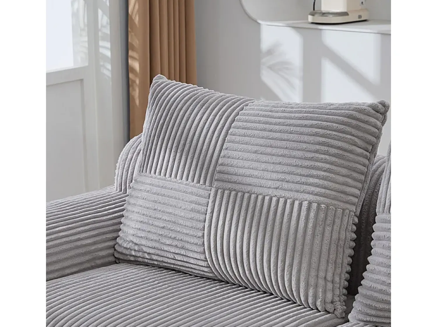 DripeX Sofá 2 lugares modular veludo canelado, porta-copos e bolso lateral, 200x99x80cm,^ Sofá