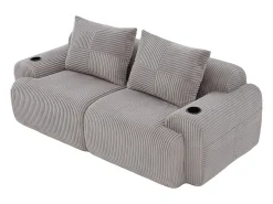 DripeX Sofá 2 lugares modular veludo canelado, porta-copos e bolso lateral, 200x99x80cm,^ Sofá