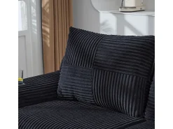 Sofá*DripeX Sofá 2 lugares modular veludo canelado, porta-copos e bolso lateral, 200x99x80cm, Preto