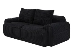 Sofá*DripeX Sofá 2 lugares modular veludo canelado, porta-copos e bolso lateral, 200x99x80cm, Preto