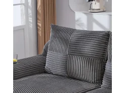 Sofá|DripeX Sofá 2 lugares modular veludo canelado, porta-copos e bolso lateral, 200x99x80cm, Cinzento antracite Cinza antracite