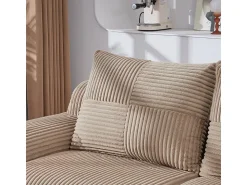Sofá*DripeX Sofá 2 lugares modular veludo canelado, porta-copos e bolso lateral, 200x99x80cm, Cáqui Caqui