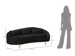 SOFÁ 3 LUGARES OSLO COM ALMOFADAS PRETAS CM 185X84X68 Preto