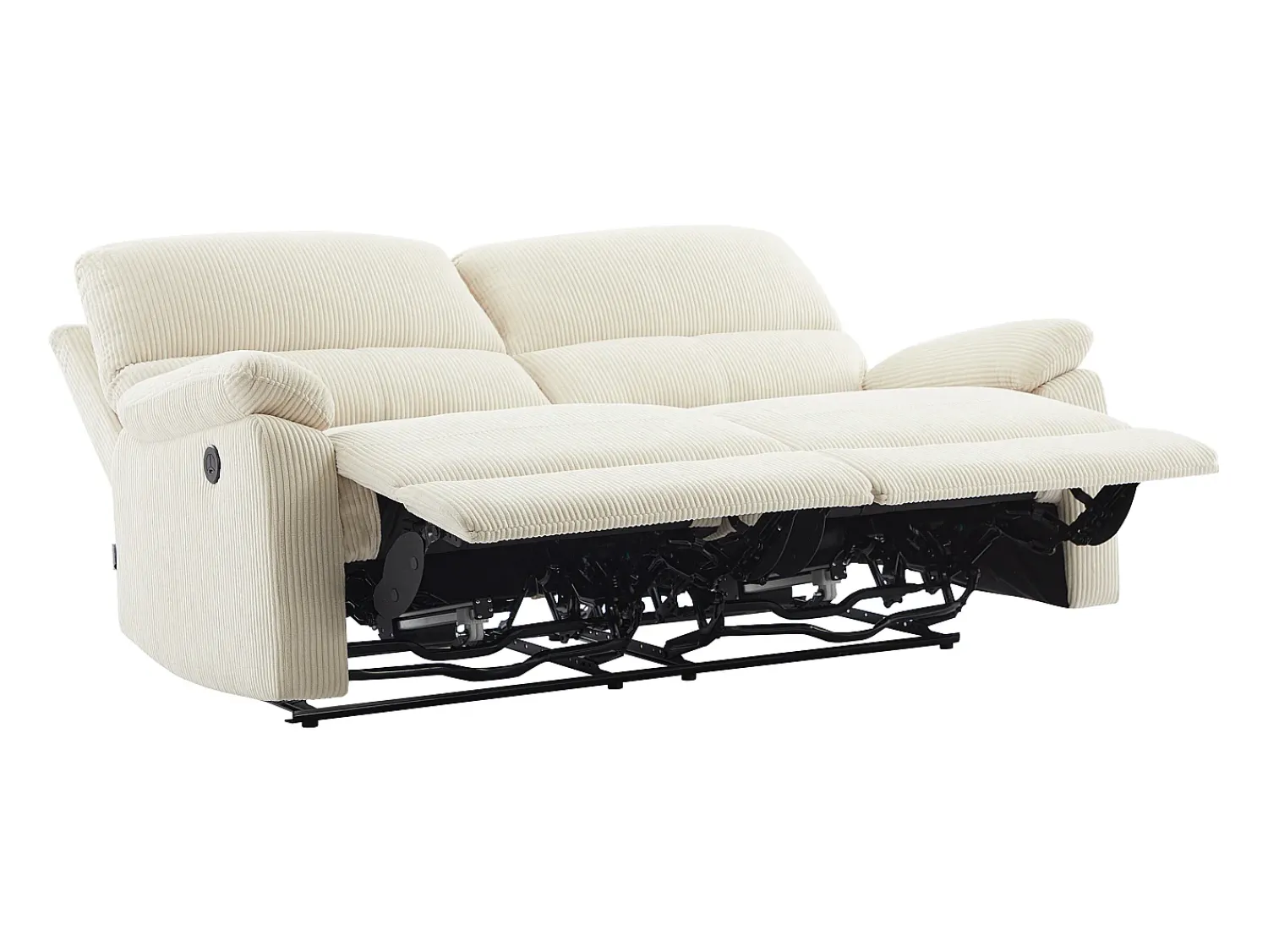 Online Vente-unique Sofá 3 lugares relax elétrico veludo cotelê LUNANO Bege