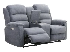 Sofá*Vente-unique Sofá 2 lugares relax elétrico em tecido NEVERS Cinzento