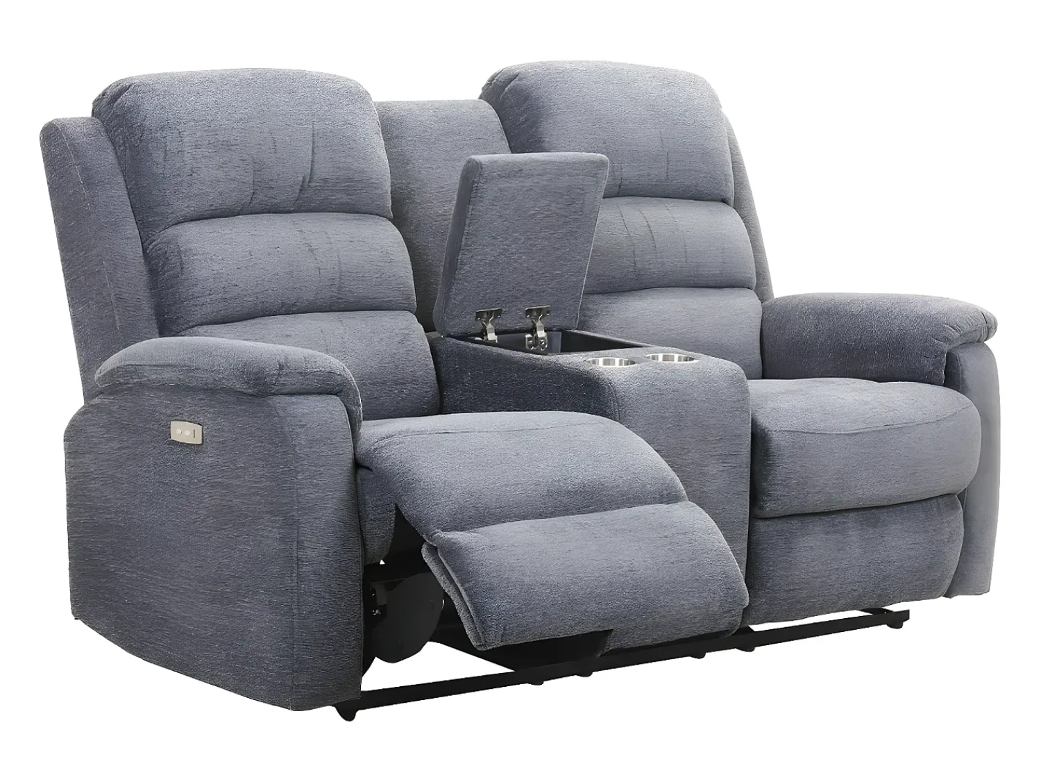 Sofá*Vente-unique Sofá 2 lugares relax elétrico em tecido NEVERS Cinzento