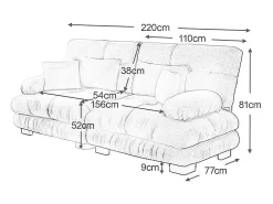 DripeX Sofá 2 lugares - com 4 almofadas - estrutura madeira maciça + tecido pelúcia - 220x77x81cm^ Sofá