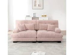 DripeX Sofá 2 lugares - com 4 almofadas - estrutura madeira maciça + tecido pelúcia - 220x77x81cm^ Sofá