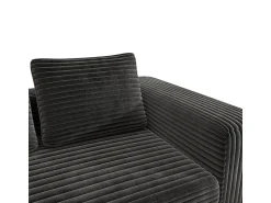 Sofá*DripeX Sofá 2 Lugares, Veludo canelado , 65cm prof. assento, 2 almofadas, 160x88x58cm Preto