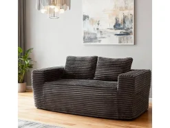 Sofá|DripeX Sofá 2 Lugares, Veludo canelado , 65cm prof. assento, 2 almofadas, 160x88x58cm Cinzento