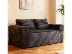 Sofá|DripeX Sofá 2 Lugares, Veludo canelado , 65cm prof. assento, 2 almofadas, 160x88x58cm Cinzento