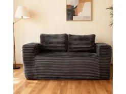 Sofá|DripeX Sofá 2 Lugares, Veludo canelado , 65cm prof. assento, 2 almofadas, 160x88x58cm Cinzento