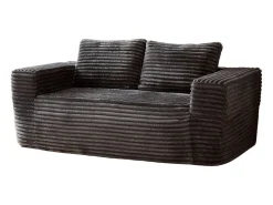 Sofá|DripeX Sofá 2 Lugares, Veludo canelado , 65cm prof. assento, 2 almofadas, 160x88x58cm Cinzento
