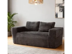 Sofá|DripeX Sofá 2 Lugares, Veludo canelado , 65cm prof. assento, 2 almofadas, 160x88x58cm Cinzento