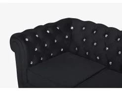 Sofá|Vente-unique Sofá 3 lugares veludo e botões cristal CHESTERFIELD Preto