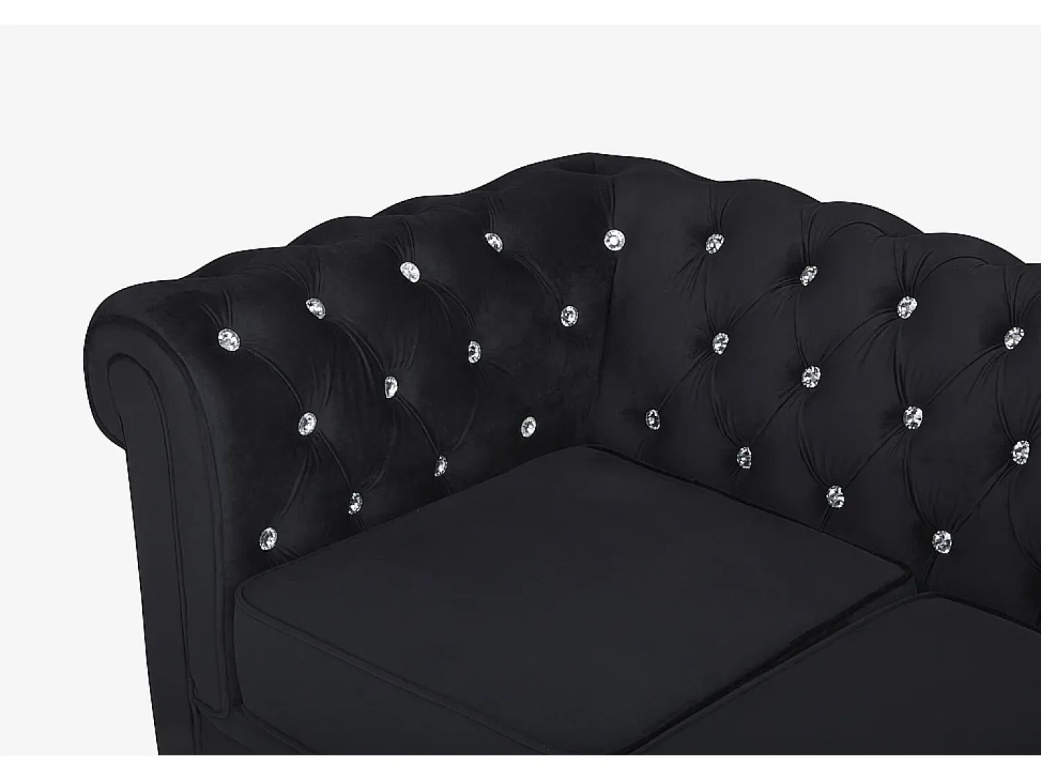 Sofá|Vente-unique Sofá 3 lugares veludo e botões cristal CHESTERFIELD Preto