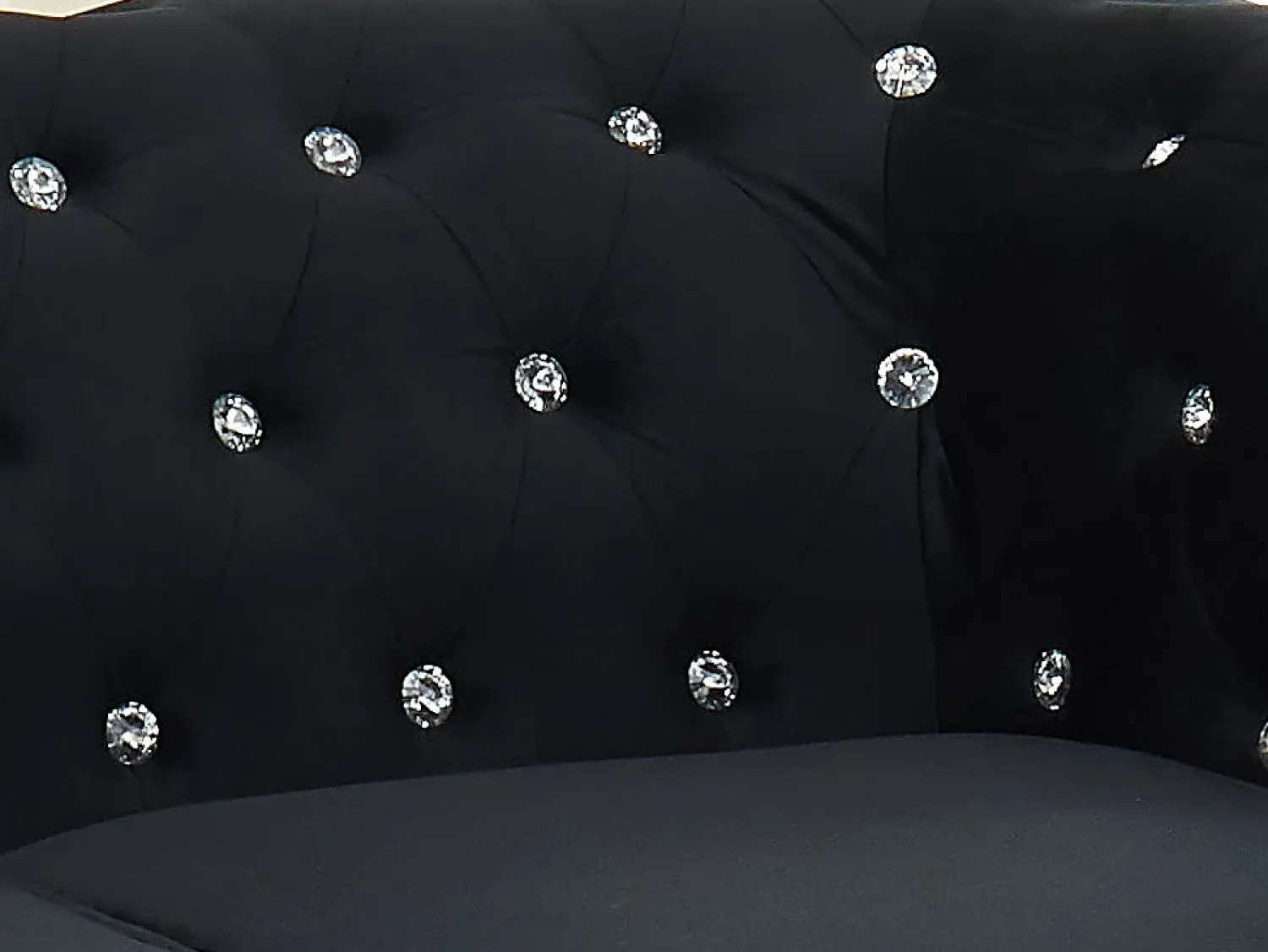 Sofá|Vente-unique Sofá 3 lugares veludo e botões cristal CHESTERFIELD Preto