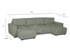 Sofá* Sofá 5 lugares - chaise avec cama panorâmica (317 x 157 x 91 cm) - JORDAN Verde