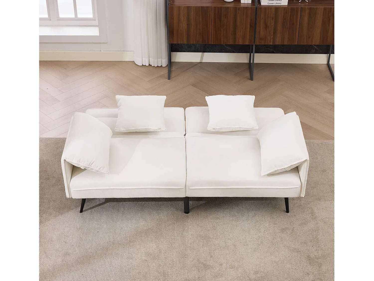 Sofá|ModernLuxe Sofá 2 lugares 167.5x73x70 cm - encosto inclinável três posições (100°–180°) - almofadas de assento macias - Branco