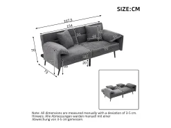 Clearance ModernLuxe Sofá 2 lugares 167.5x73x70 cm - encosto inclinável três posições (100°–180°) - almofadas de assento macias - cinza Cinzento