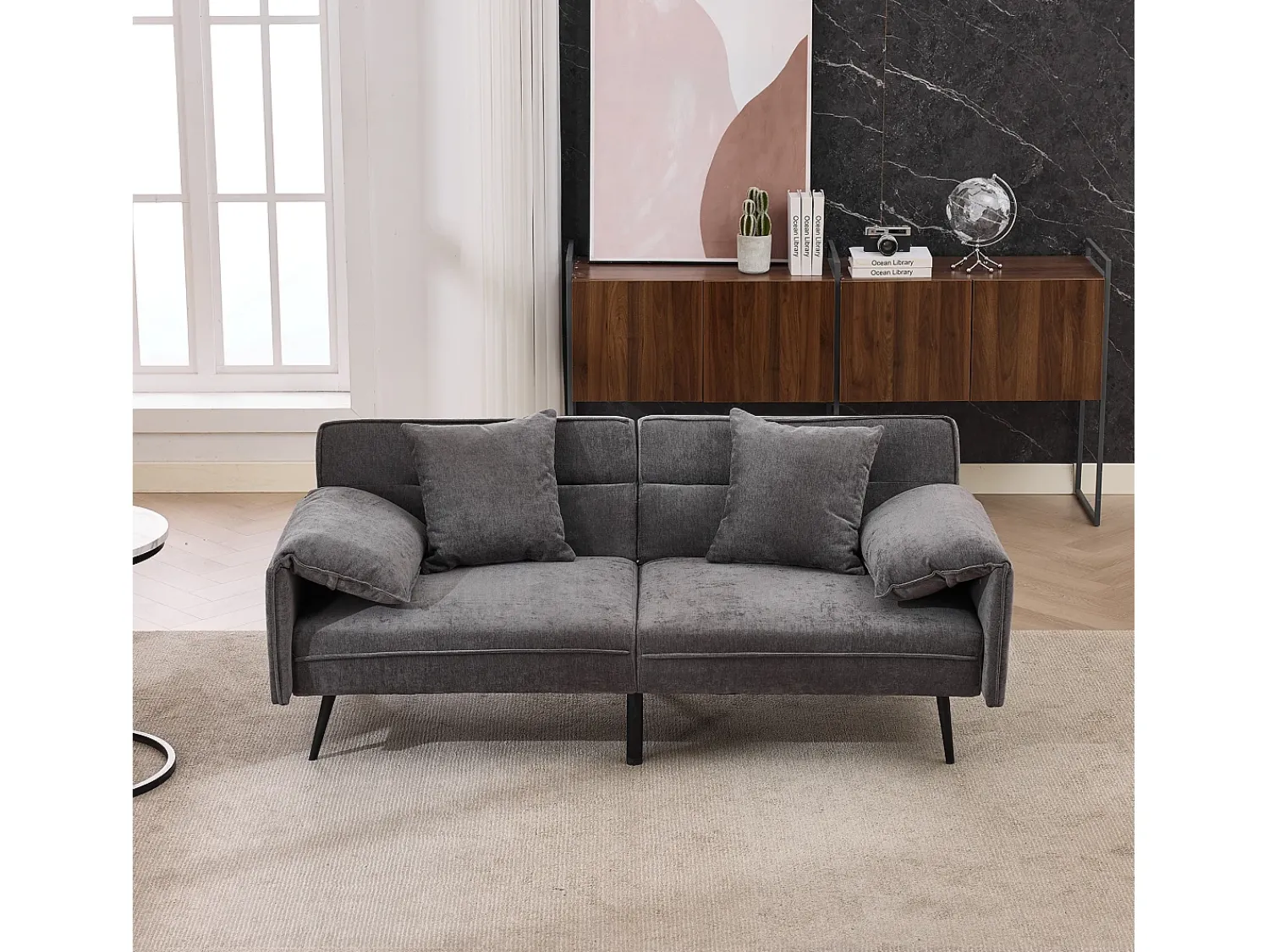 Clearance ModernLuxe Sofá 2 lugares 167.5x73x70 cm - encosto inclinável três posições (100°–180°) - almofadas de assento macias - cinza Cinzento