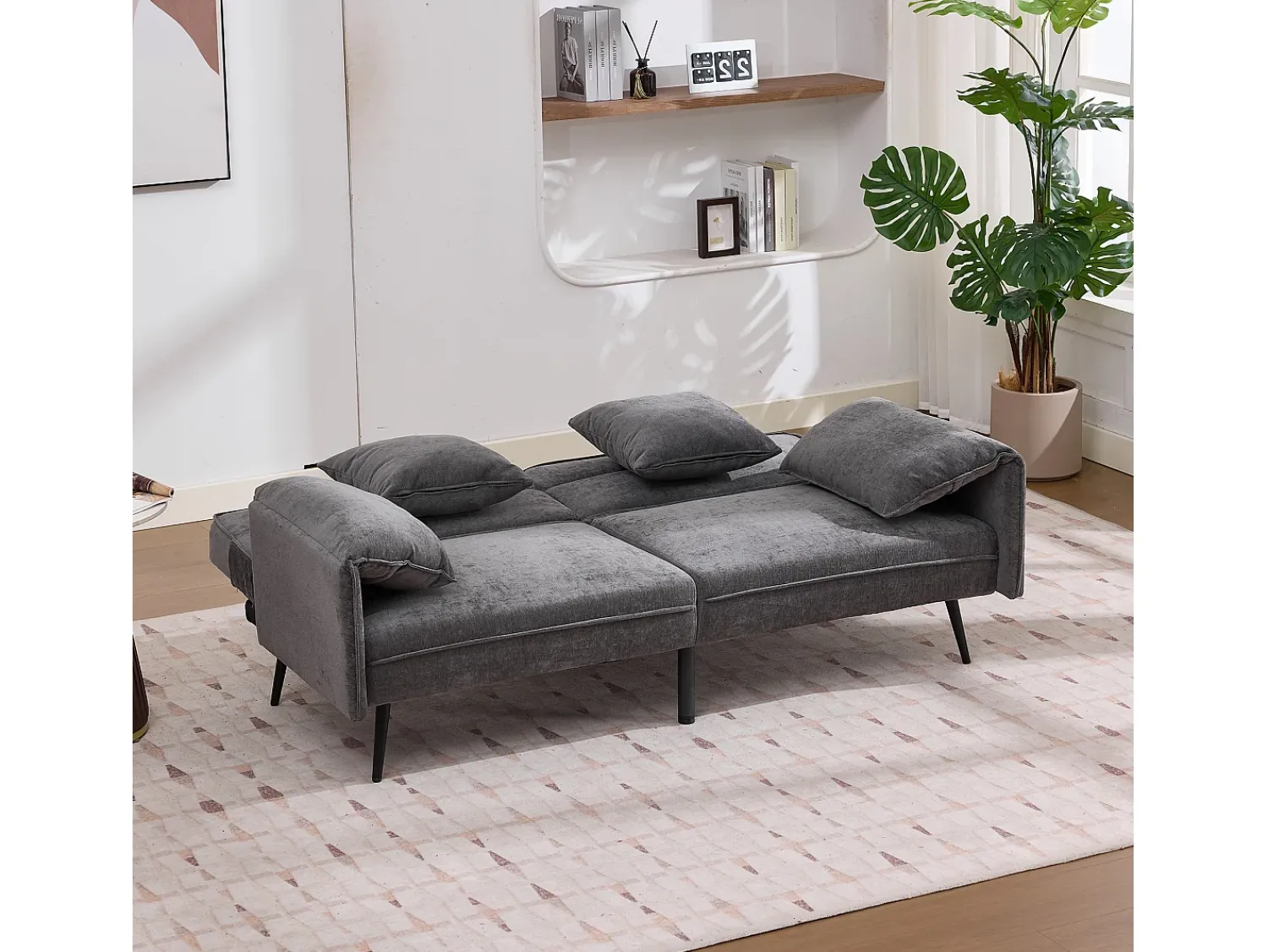 Clearance ModernLuxe Sofá 2 lugares 167.5x73x70 cm - encosto inclinável três posições (100°–180°) - almofadas de assento macias - cinza Cinzento