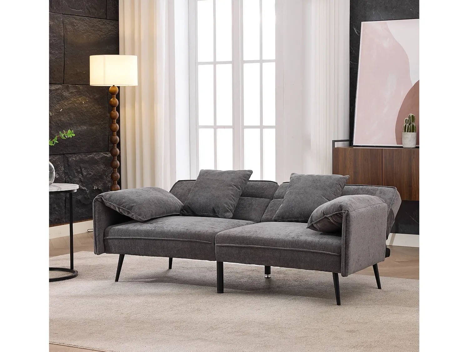 Clearance ModernLuxe Sofá 2 lugares 167.5x73x70 cm - encosto inclinável três posições (100°–180°) - almofadas de assento macias - cinza Cinzento