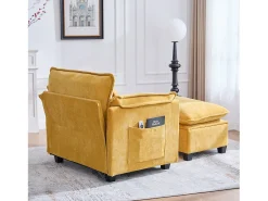 Sofá com bolsos laterais e apoio para os pés - Chenille - para sala de estar e quarto^ Sofá