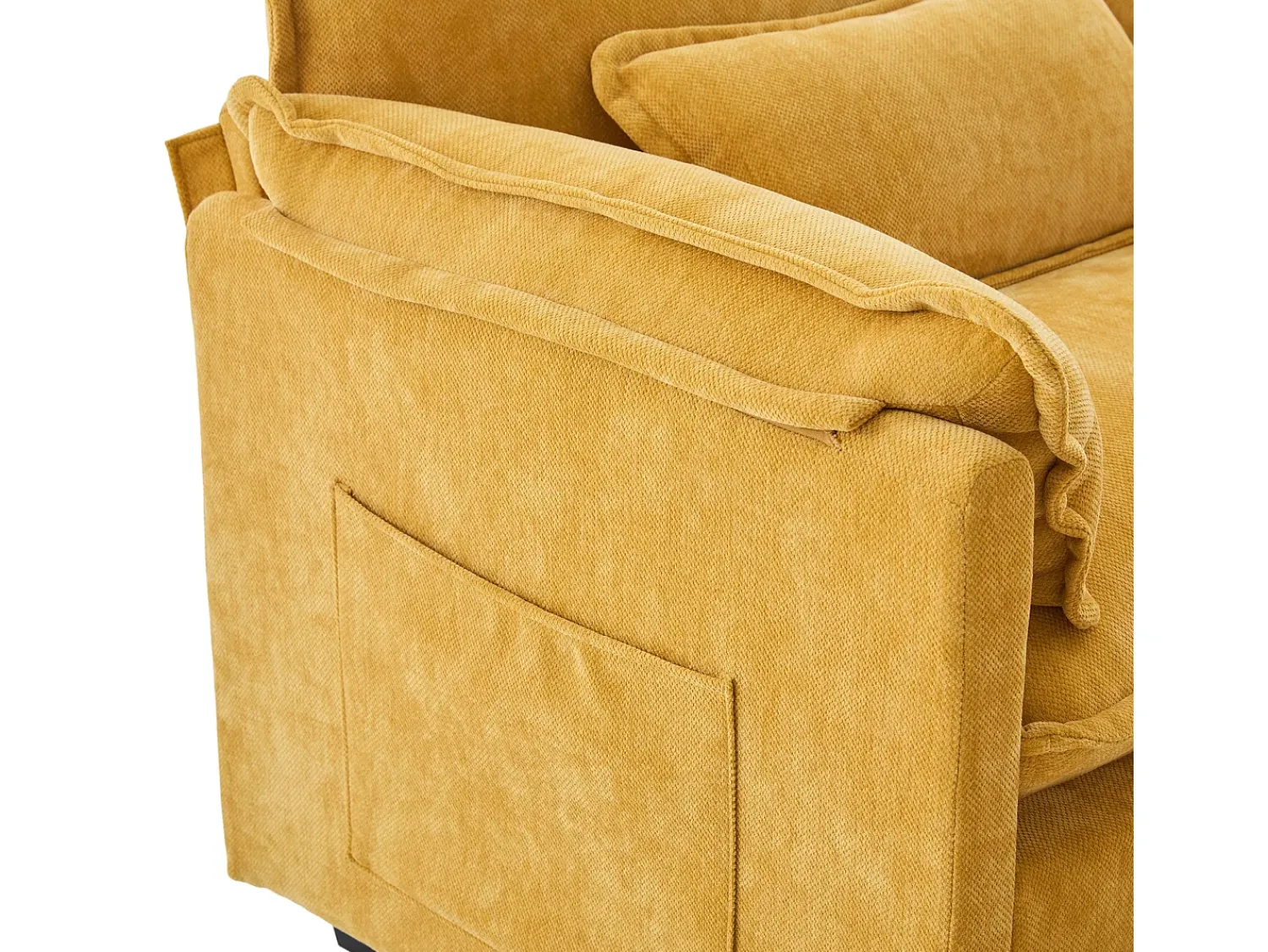 Sofá com bolsos laterais e apoio para os pés - Chenille - para sala de estar e quarto^ Sofá