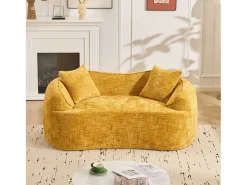 Sofá de 2 lugares - Sofá reto com 2 almofadas e braços - chenille^ Sofá