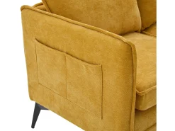 Sofá* Sofá de 2 lugares - com compartimentos laterais para arrumação e suporte para telemóvel - chenille - para sala de estar e quarto Amarelo