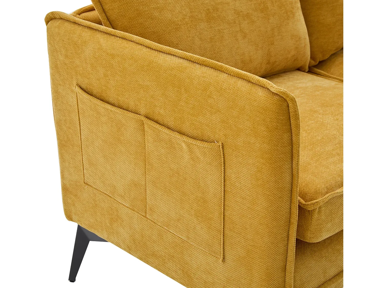 Sofá* Sofá de 2 lugares - com compartimentos laterais para arrumação e suporte para telemóvel - chenille - para sala de estar e quarto Amarelo