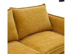 Sofá* Sofá de 2 lugares - com compartimentos laterais para arrumação e suporte para telemóvel - chenille - para sala de estar e quarto Amarelo