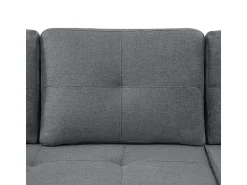 Sofá|DripeX Sofá angular conversível em veludo - 3 lugares - com armazenamento, porta-copos de aço inoxidável - 205x139x87cm - Cinza Cinzento