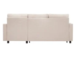 Sofá|DripeX Sofá angular conversível em veludo - 3 lugares - com armazenamento, porta-copos de aço inoxidável - 205x139x87cm - Bege