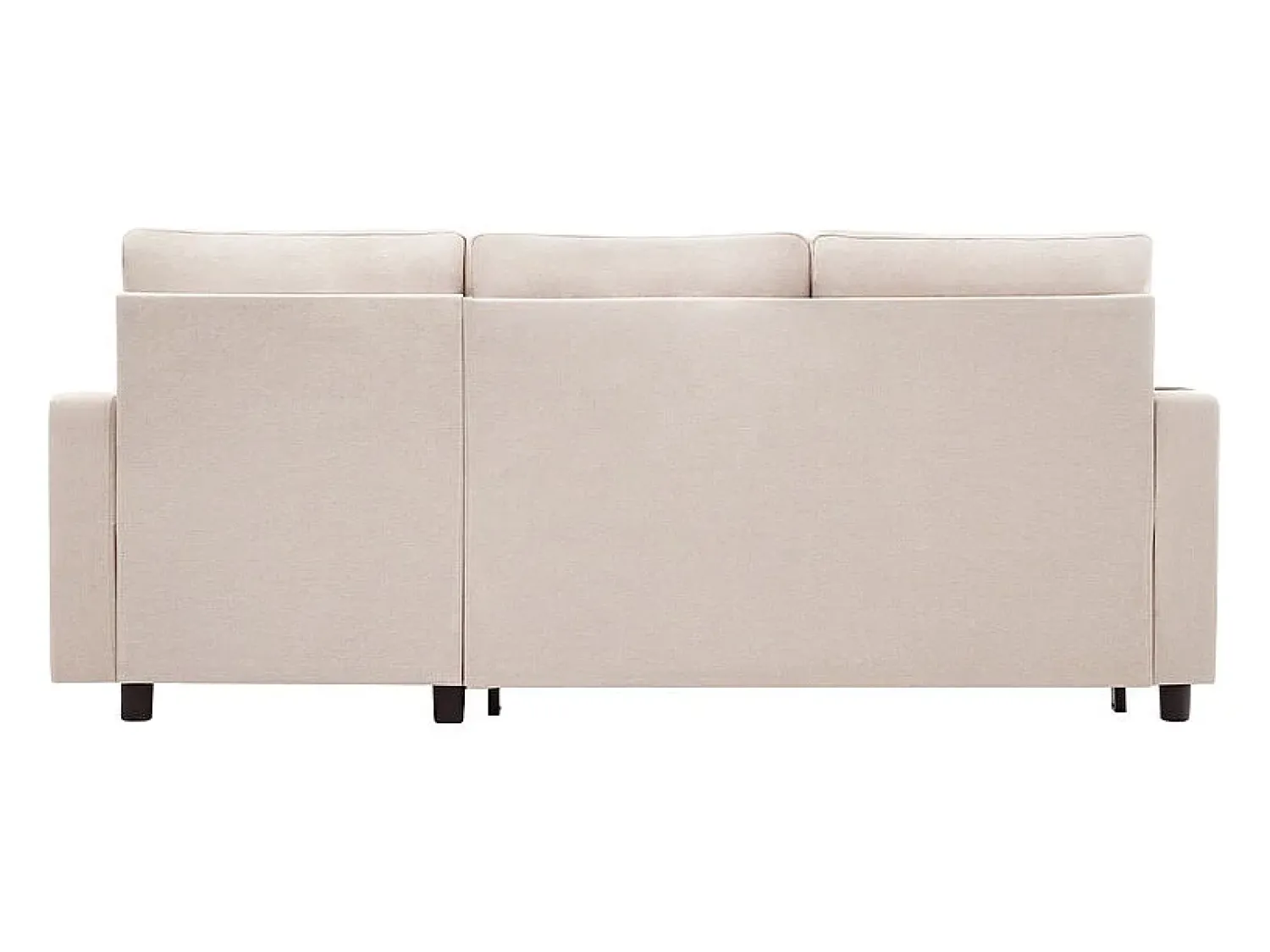 Sofá|DripeX Sofá angular conversível em veludo - 3 lugares - com armazenamento, porta-copos de aço inoxidável - 205x139x87cm - Bege