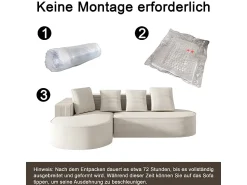 Clearance DripeX Sofá angular esquerdo de Veludo de canelura larga com 4 almofadas - 265x67x40,5cm - Branco