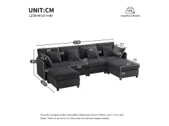 Sofá|ModernLuxe Sofá angular moderno em L - com apoio pés removível - 4 lugares - Cinza Cinzento