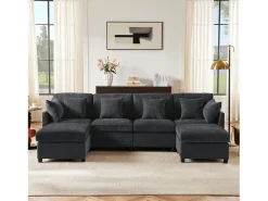 Sofá|ModernLuxe Sofá angular moderno em L - com apoio pés removível - 4 lugares - Cinza Cinzento