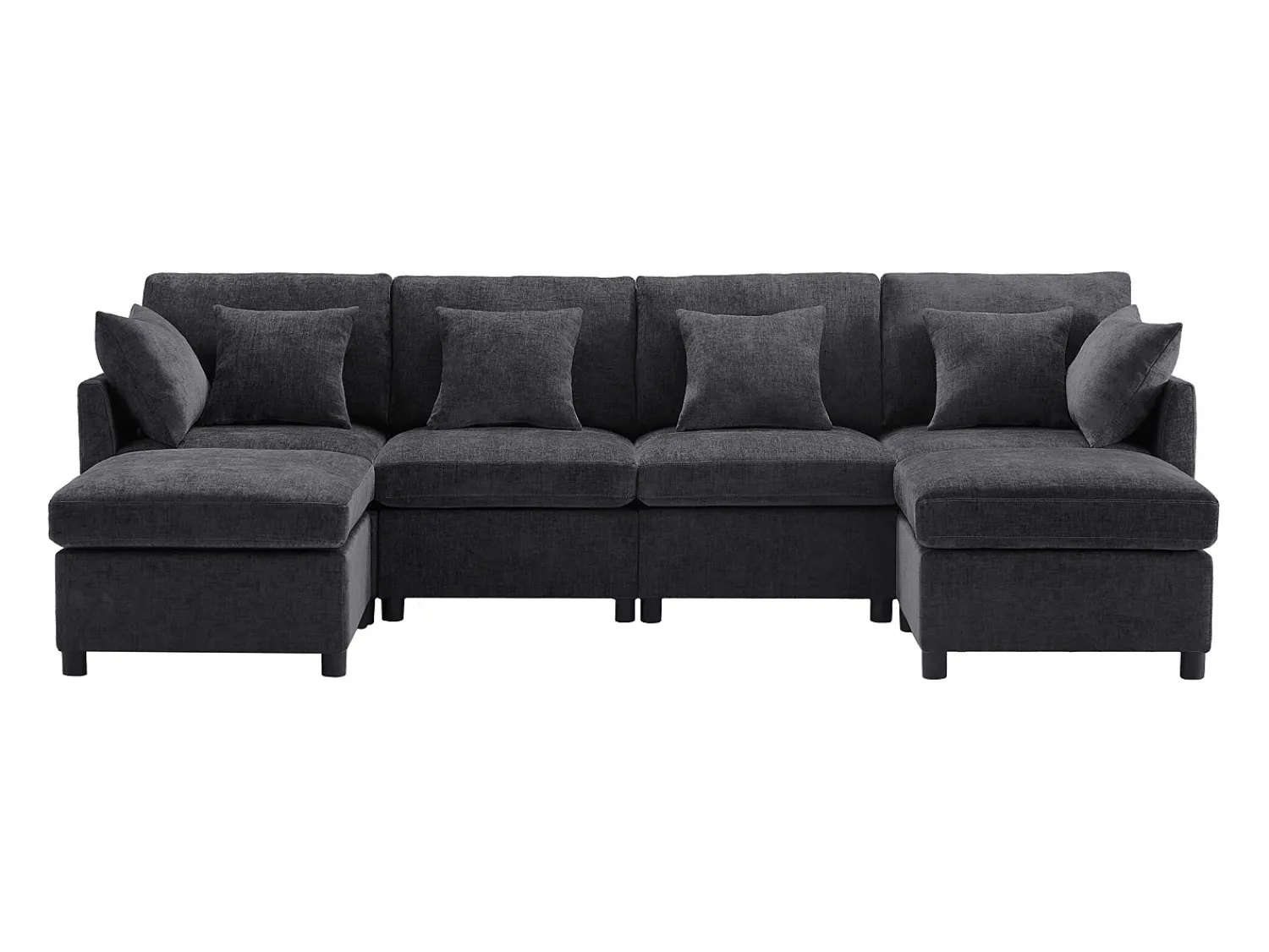 Sofá|ModernLuxe Sofá angular moderno em L - com apoio pés removível - 4 lugares - Cinza Cinzento