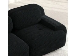 Sofá|DripeX Sofá angular modular 3 lugares - de Veludo cotelê - com 3 almofadas e 2 puffs - 298x178x75cm - Preto