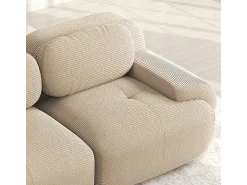 DripeX Sofá angular modular 4 lugares - de Veludo cotelê - com 4 almofadas e puff - 388x178x75cm -^ Sofá