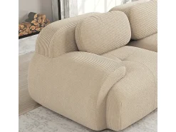 DripeX Sofá angular modular 4 lugares - de Veludo cotelê - com 4 almofadas e puff - 388x178x75cm -^ Sofá