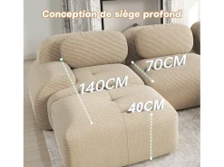 DripeX Sofá angular modular 4 lugares - de Veludo cotelê - com 4 almofadas e puff - 388x178x75cm -^ Sofá