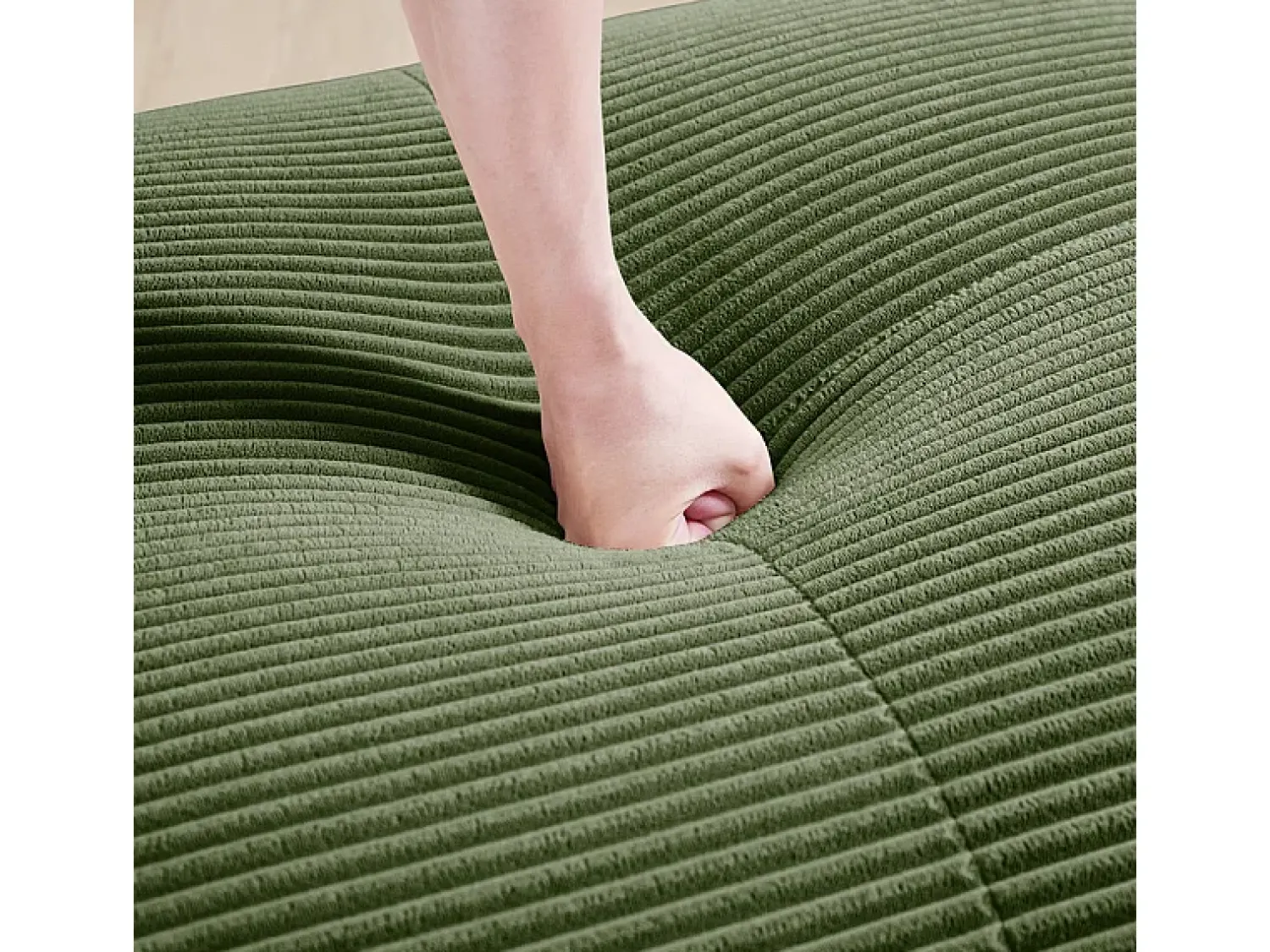 Sofá*DripeX Sofá angular modular 4 lugares - de Veludo cotelê - com 4 almofadas e puff - 388x178x75cm - Verde