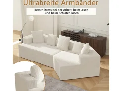 DripeX Sofá angular reto modular 307cm - de Veludo de canelura larga - 3 lugares - com 5 almofadas -^ Sofá