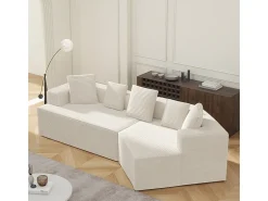 DripeX Sofá angular reto modular 307cm - de Veludo de canelura larga - 3 lugares - com 5 almofadas -^ Sofá