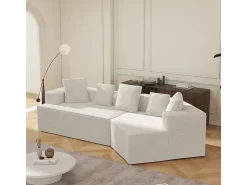 DripeX Sofá angular reto modular 307cm - de Veludo de canelura larga - 3 lugares - com 5 almofadas -^ Sofá
